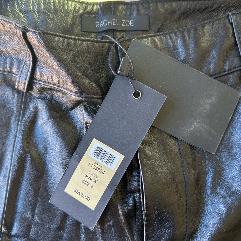 Rachel Zoe leather shorts with twill stripe side